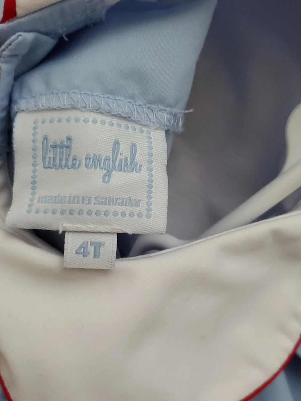 Little English Girls Light Blue Set Outfit Red Apple Appliqués School Sz4T